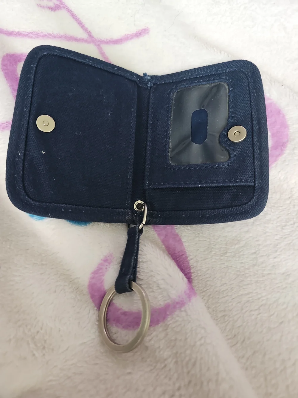 Aeropostale AERO Canvas Keychain Wallet ID Card Holder Navy Blue
